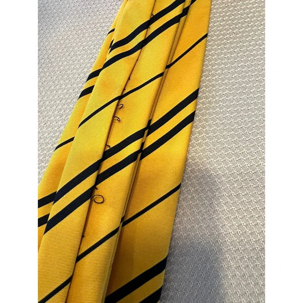 Harry Potter Hufflepuff House Necktie Yellow Striped Crest Halloween Costume Tie